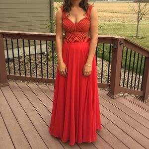 Red and Gold Prom Dress